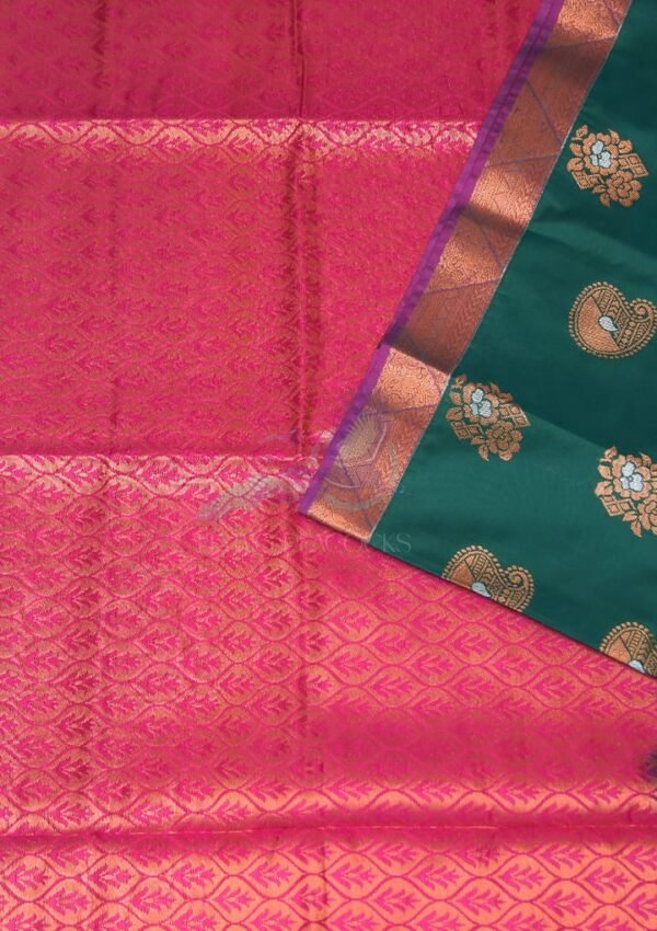 Green & Pink Semi Silk Saree